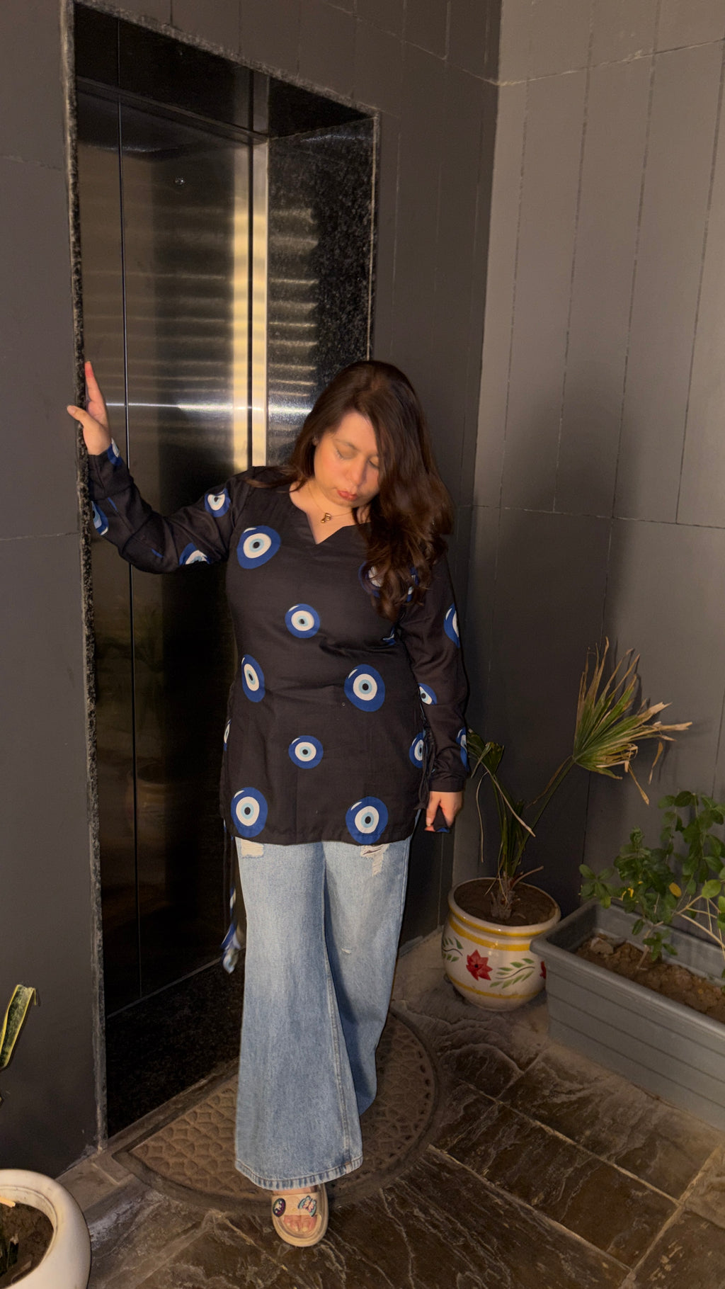 Evil eye kurti (black)