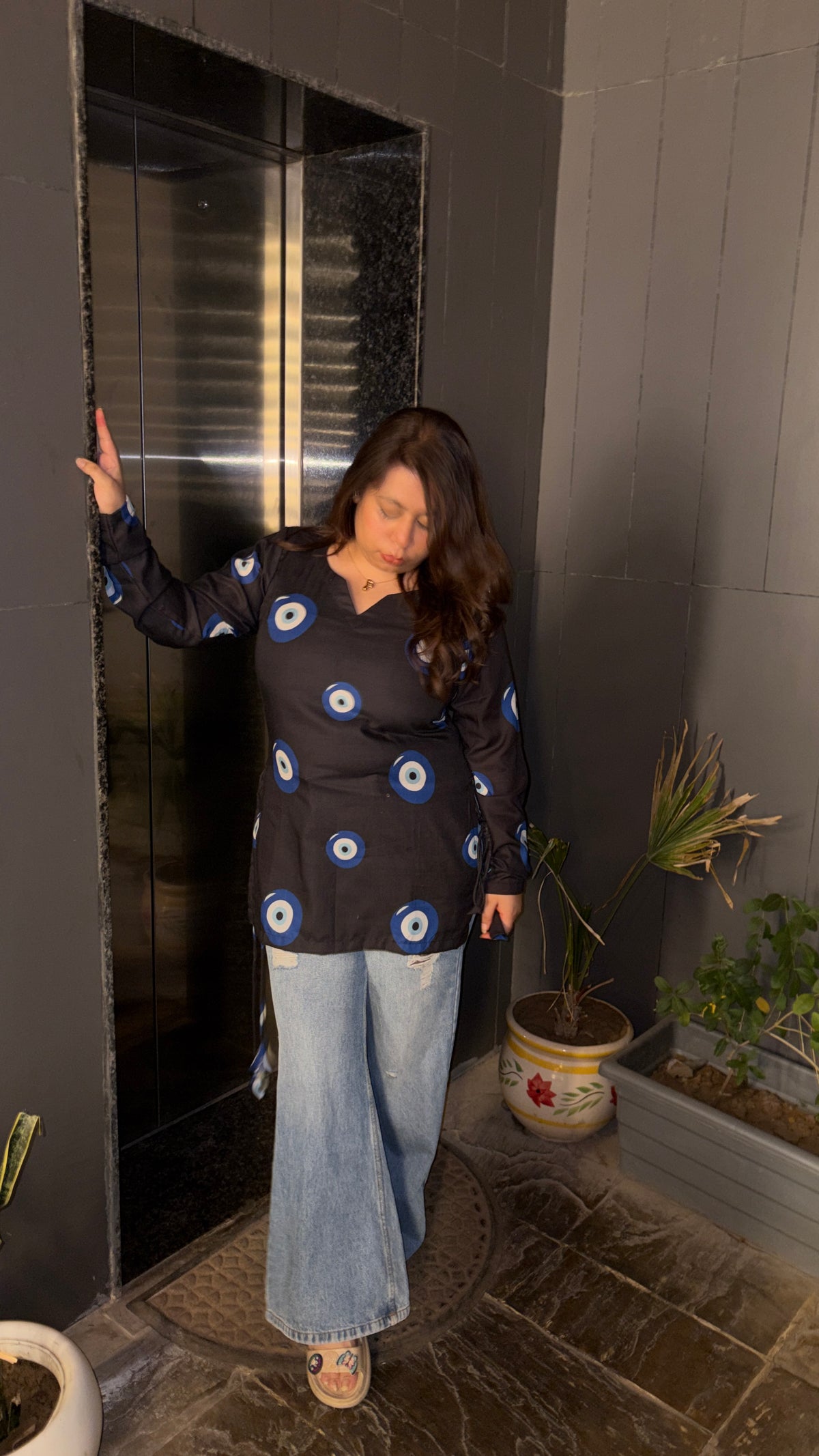 Evil eye kurti (black)
