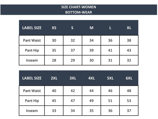 bottom size chart