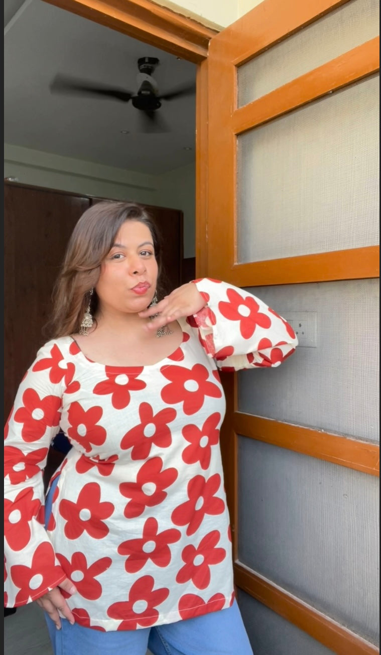 Daisy kurti ( red )