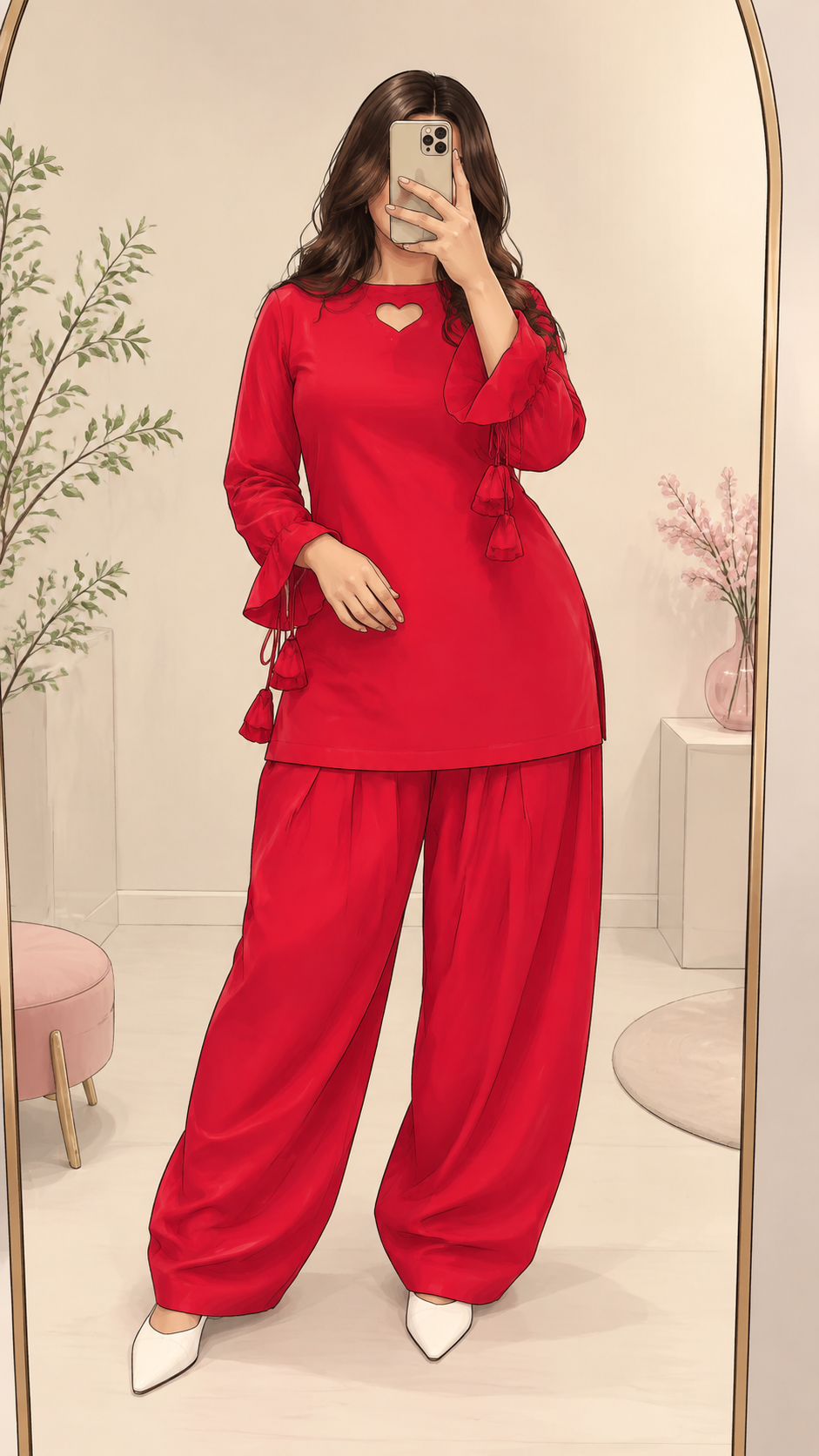Dilruba Farshi set ( red)