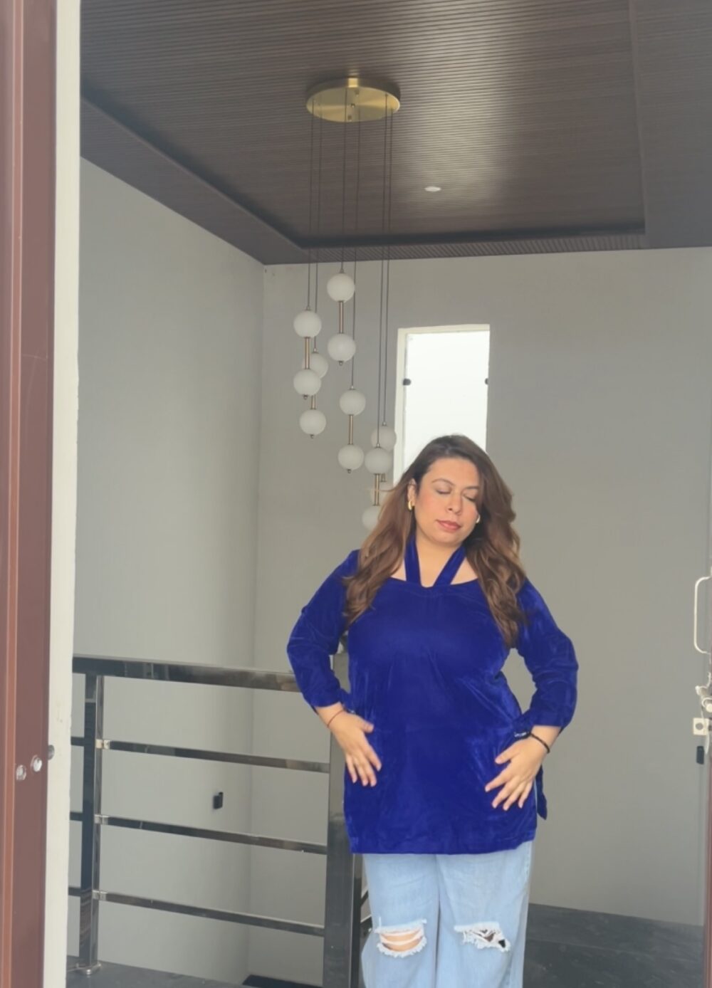 Velvet tie up kurti