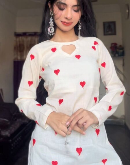 Heart cut out kurti (white)