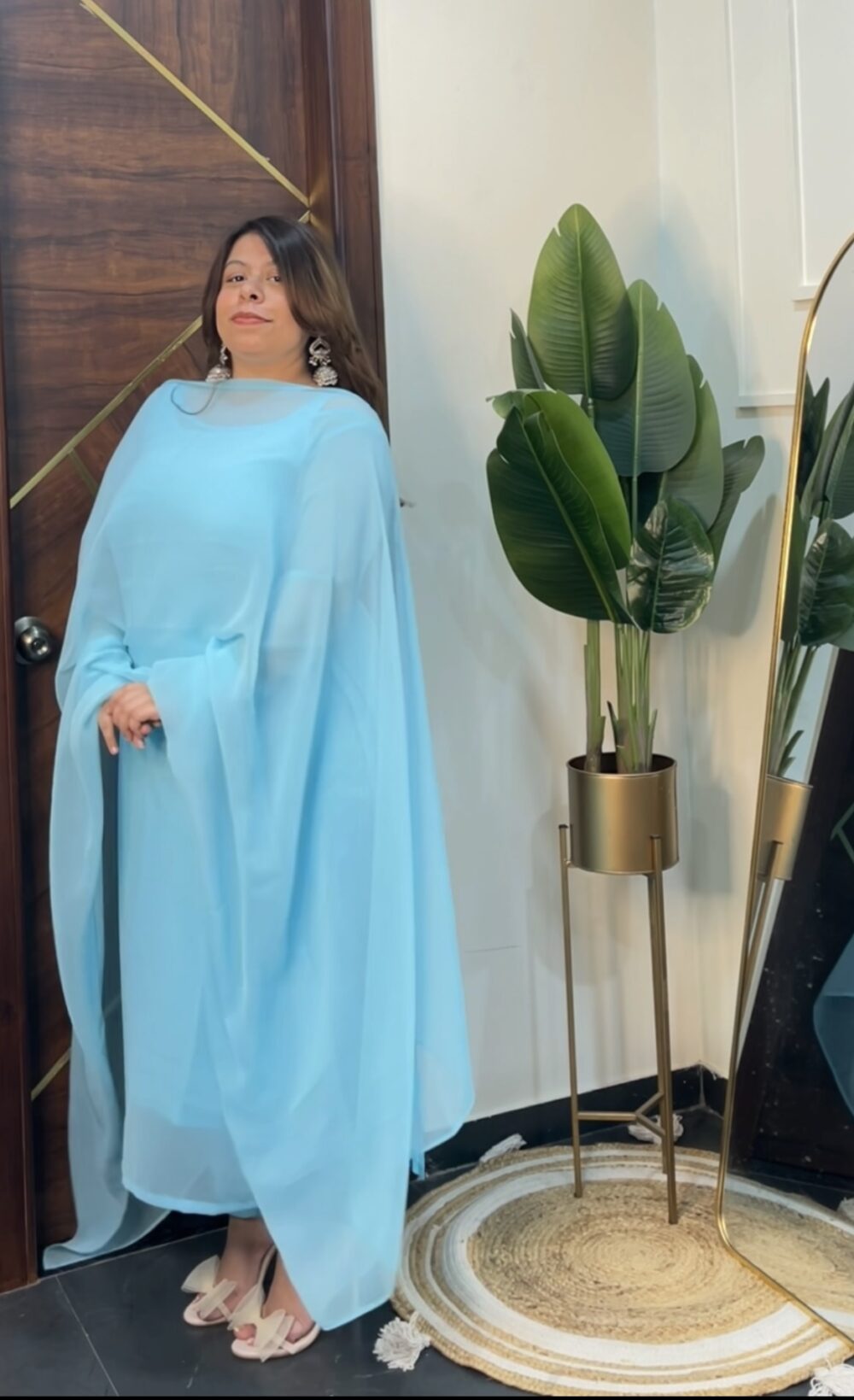 90’s inspired Georgette suit set blue