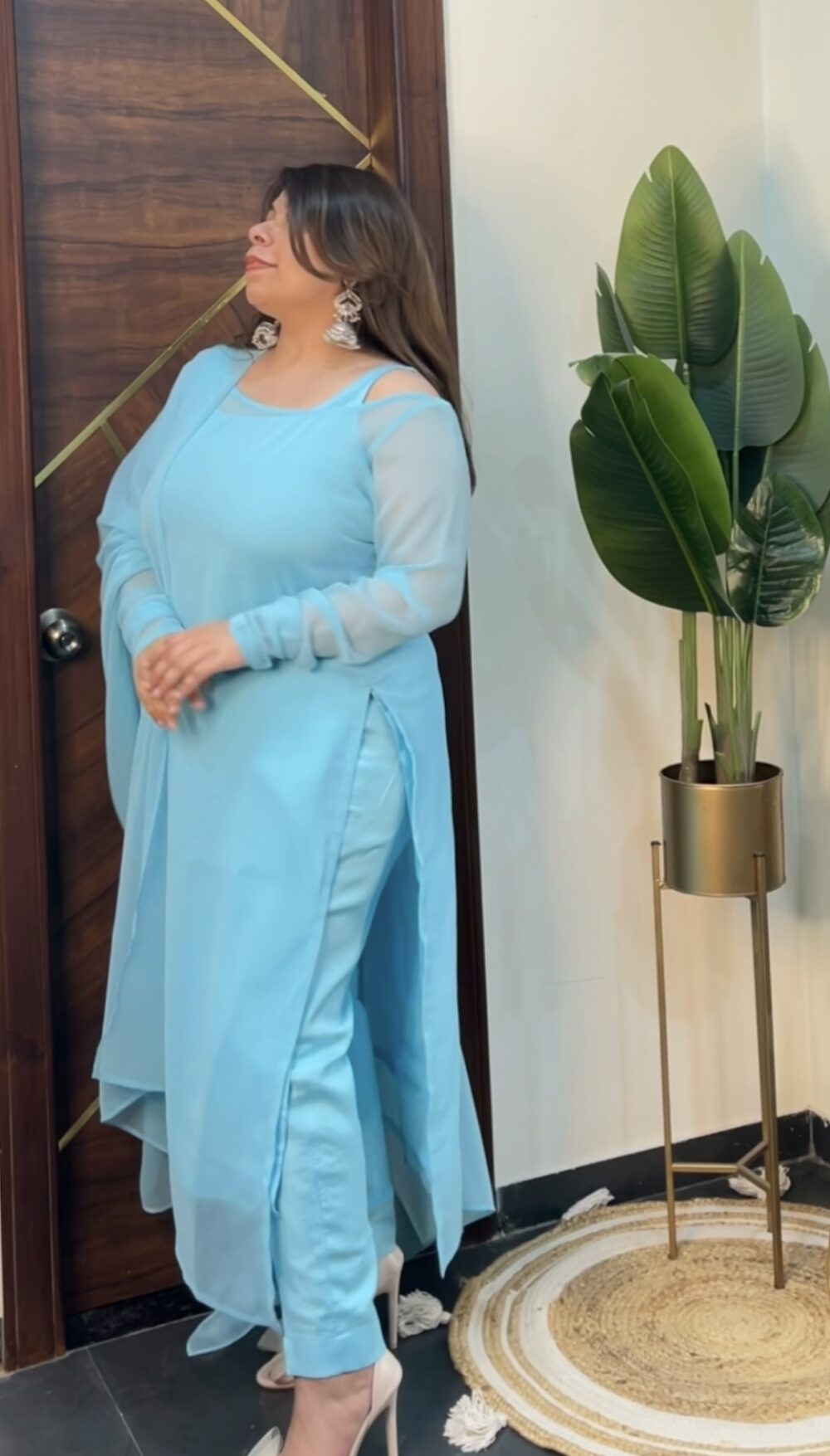 90’s inspired Georgette suit set blue - Image 2