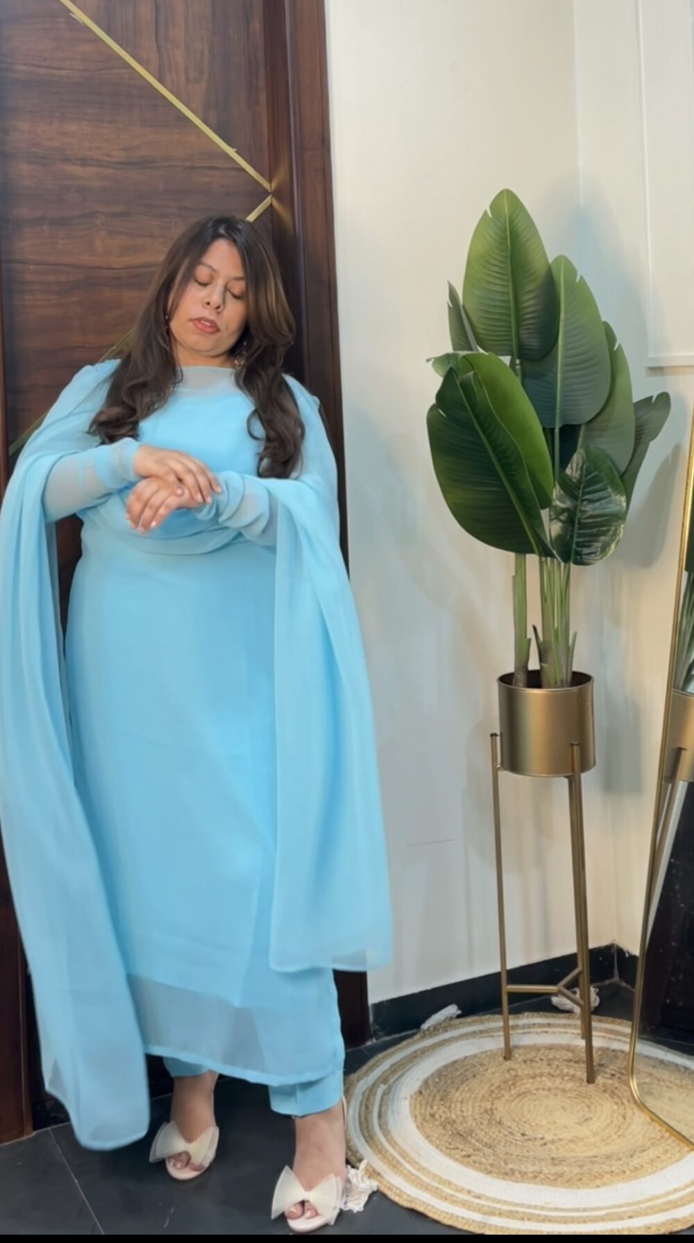 90’s inspired Georgette suit set blue - Image 3