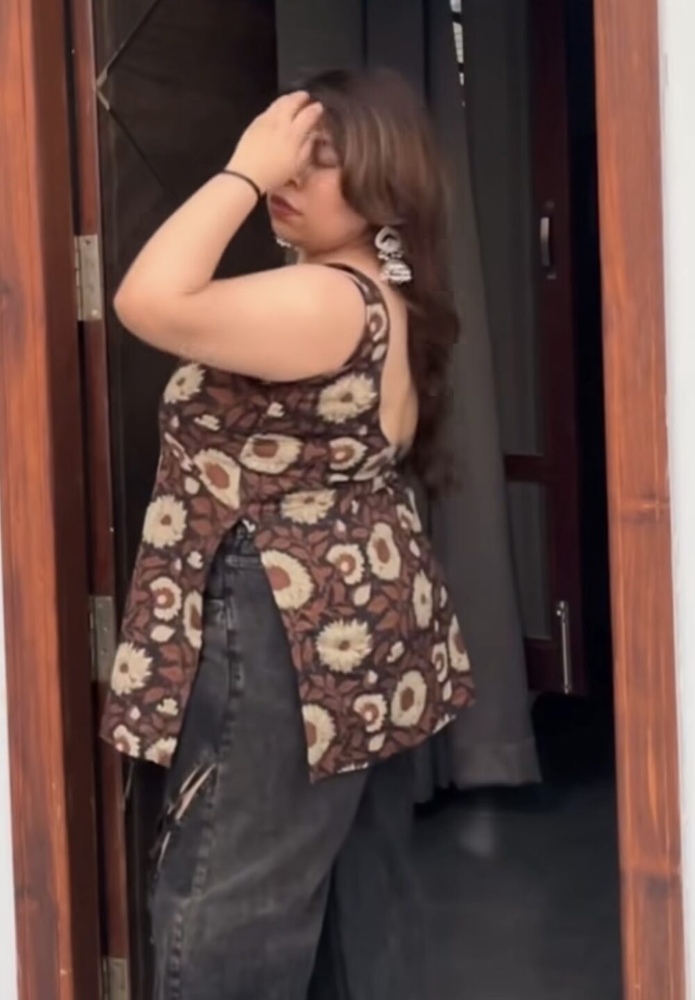 Brown Floral Kurti - Image 2