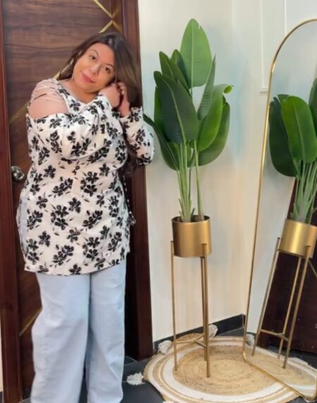 White black floral kurti