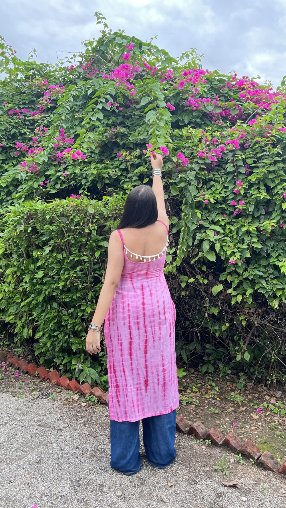 Tie & die backless kurti