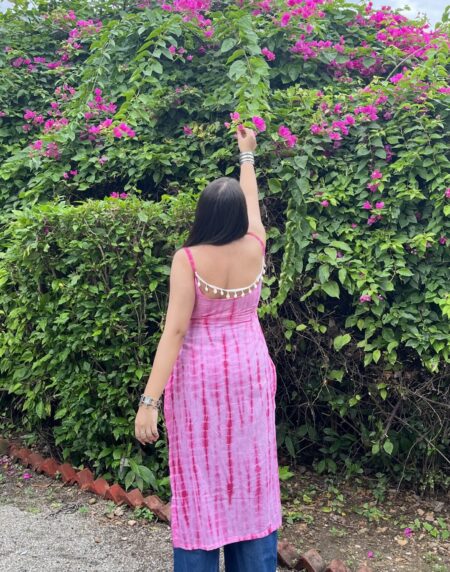 Tie & die backless kurti
