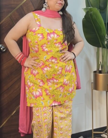 Y2K inspired lotus printed kurta set
